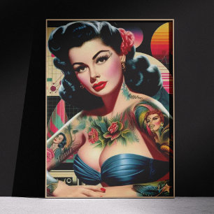 1980s Retrowave Pin-up Poster