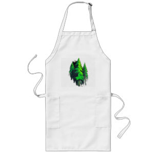 1980s Sci-Fi Geometric Forest Long Apron