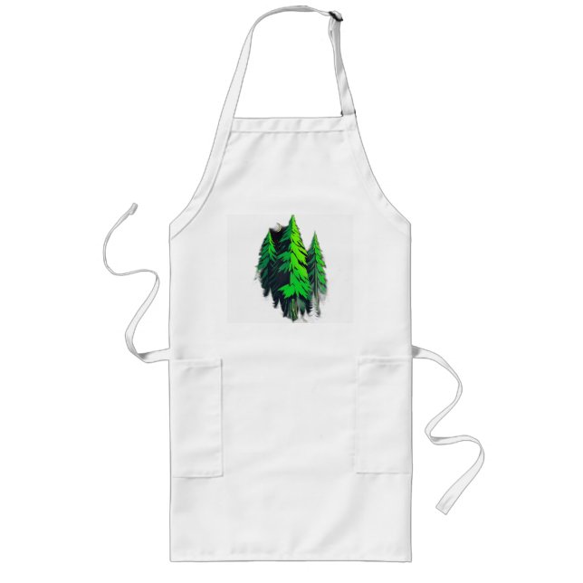 1980s Sci-Fi Geometric Forest Long Apron (Front)