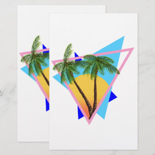 1980s shape tropical paradise stationery