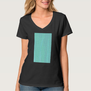 1980's Small Polkadot Geometric Pattern Aqua And W T-Shirt