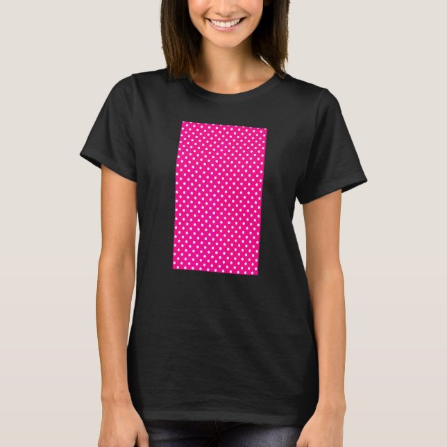 1980's Small Polkadot Geometric Pattern Pink And W T-Shirt (Front)