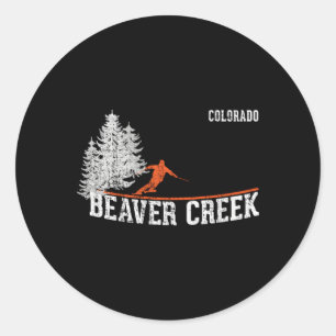 1980S Style Beaver Creek Co Skiing Classic Round Sticker