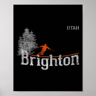 1980s Style Brighton Utah Vintage Skiing  Poster