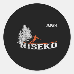 1980s Style Niseko Japan Vintage Skiing  Classic Round Sticker