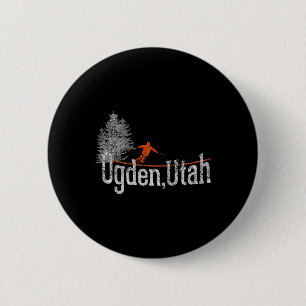 1980s Style Ogden Utah Vintage Skiing 6 Cm Round Badge
