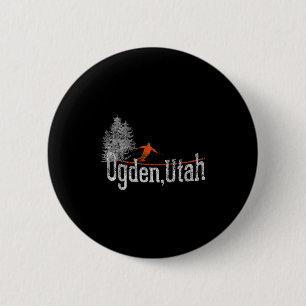 1980s Style Ogden Utah Vintage Skiing 6 Cm Round Badge