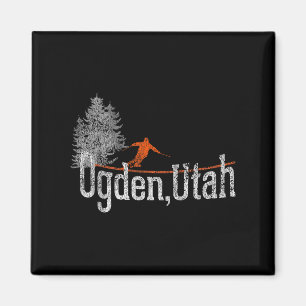 1980s Style Ogden Utah Vintage Skiing Magnet