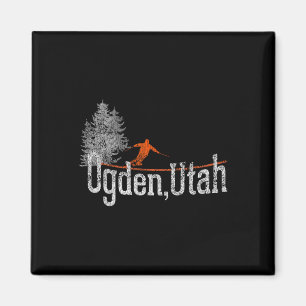 1980s Style Ogden Utah Vintage Skiing Magnet