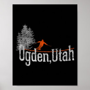 1980s Style Ogden Utah Vintage Skiing Poster
