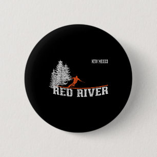 1980s Style Red River Nm Vintage Skiing 6 Cm Round Badge