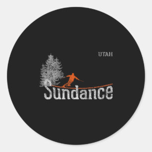 1980s Style Sundance Utah Vintage Skiing Classic Round Sticker