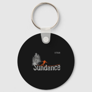 1980s Style Sundance Utah Vintage Skiing  Key Ring