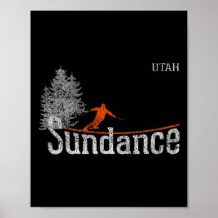 1980s Style Sundance Utah Vintage Skiing Poster