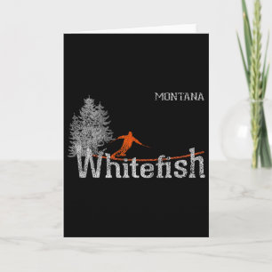 1980s Style Whitefish Montana Vintage Skiing Card