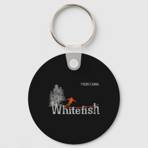 1980s Style Whitefish Montana Vintage Skiing Key Ring