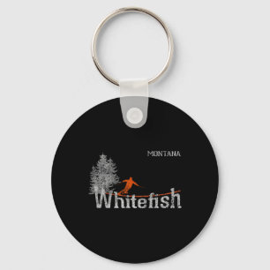 1980s Style Whitefish Montana Vintage Skiing Key Ring