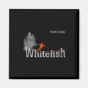 1980s Style Whitefish Montana Vintage Skiing Magnet