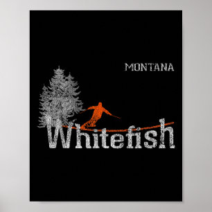 1980s Style Whitefish Montana Vintage Skiing  Poster