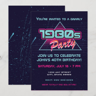 1980s Totally Rad Birthday Party Invitation