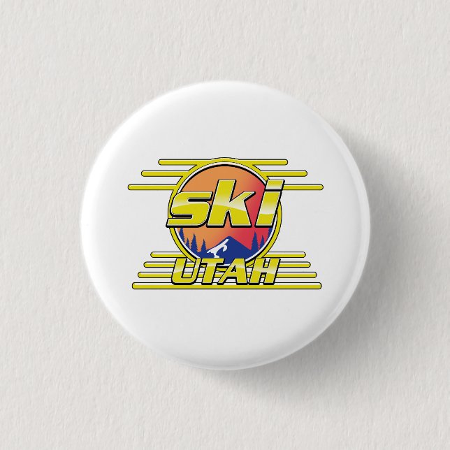 1980s Utah Ski logo 3 Cm Round Badge (Front)