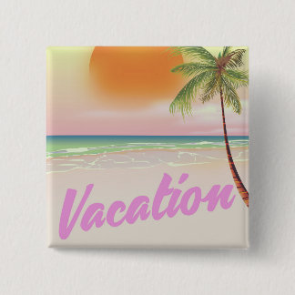 1980s vintage Vacation beach poster 15 Cm Square Badge