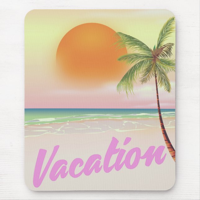 1980s vintage Vacation beach poster Mouse Mat (Front)
