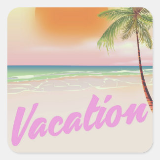 1980s vintage Vacation beach poster Square Sticker