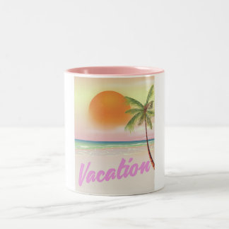 1980s vintage Vacation beach poster Two-Tone Coffee Mug