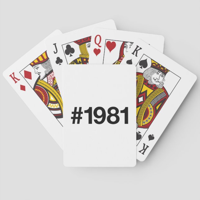 1981 Hashtag 44 Birthday Anniversary Playing Cards (Back)