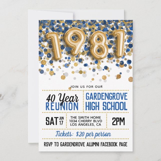 1981 High School College Reunion Invitation (Front)