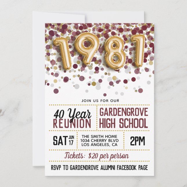 1981 High School College Reunion Invitation (Front)