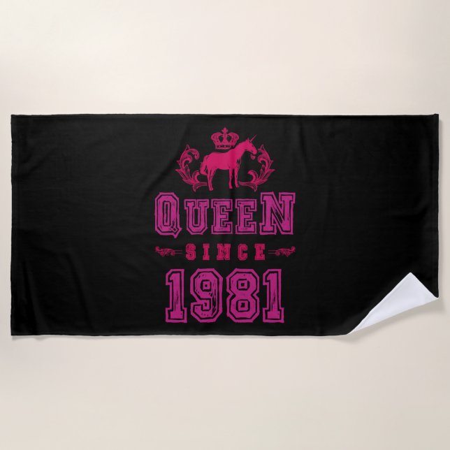 1981 Queen Unicorn Beach Towel (Front)