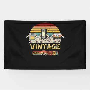 1981 Vintage 41st Birthday Music Tech Cassette Banner