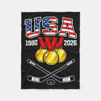 1982 2026 Hockey Vintage Usa Crossed Sticks Fleece Blanket