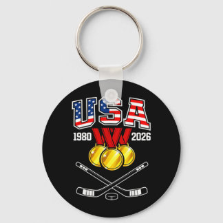 1982 2026 Hockey Vintage Usa Crossed Sticks Key Ring