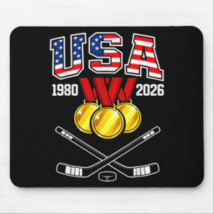 1982 2026 Hockey Vintage Usa Crossed Sticks Mouse Mat