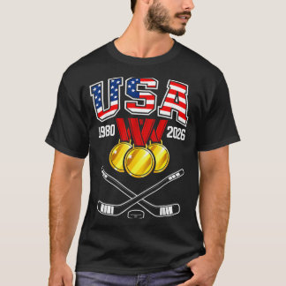 1982 2026 Hockey Vintage Usa Crossed Sticks T-Shirt
