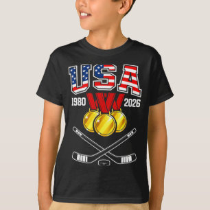 1982 2026 Hockey Vintage Usa Crossed Sticks T-Shirt