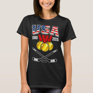 1982 2026 Hockey Vintage Usa Crossed Sticks T-Shirt