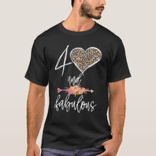 1982 40Th Birthday Leopard Heart Print 40 And Fabu T-Shirt