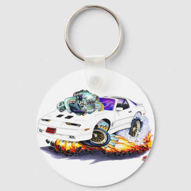 1982-92 Trans Am White Turbo GTA Key Ring (Front)