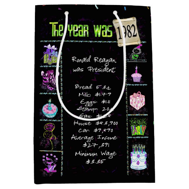 1982 Birthday Trivia Fun Fact Medium Gift Bag (Front)