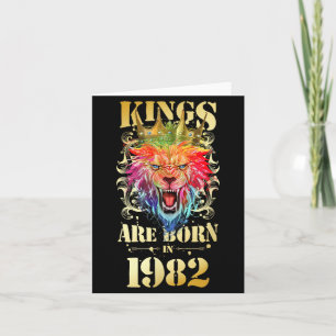 1982 Born King Crown Lion Birthday Quote Card