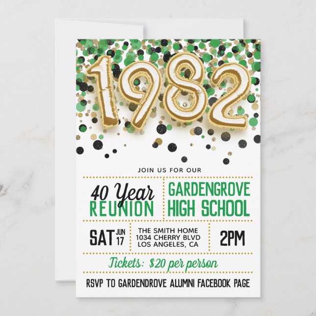 1982 High School College Reunion Invitation (Front)