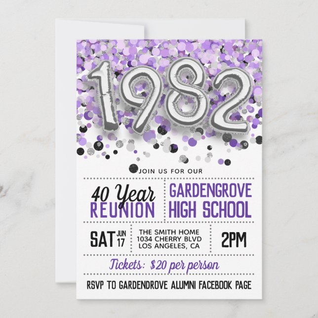 1982 High School College Reunion Invitation (Front)