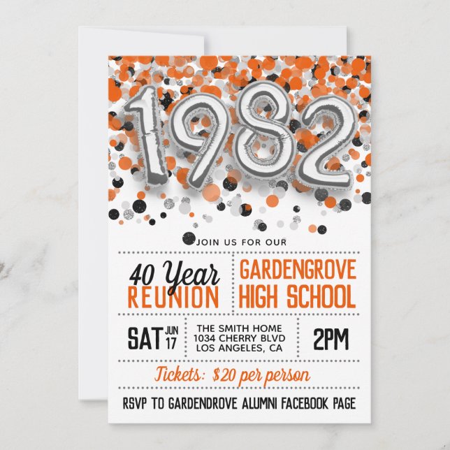 1982 High School College Reunion Invitation (Front)