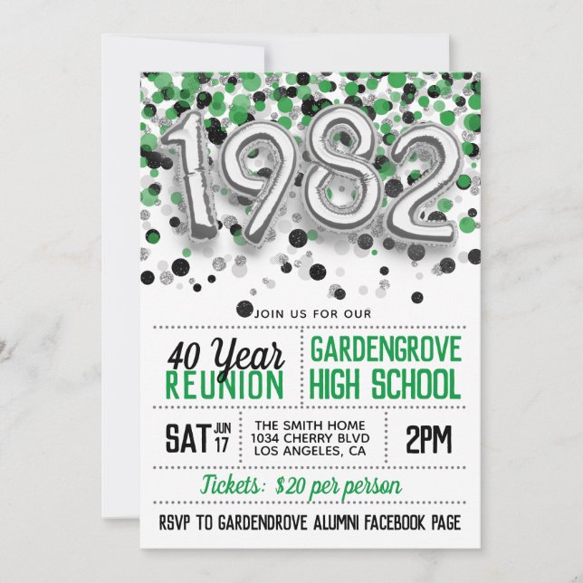 1982 High School College Reunion Invitation (Front)
