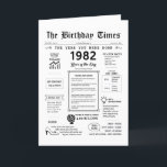 1982 The Year You Were Born Birthday Card<br><div class="desc">Travel back in time with our captivating 1982 birthday card! Overflowing with historical moments and thrilling facts, it's custom-made for your special day. This birthday card is filled with insights and snapshots of life during that time. From noteable events like breakdancing, the collapse of the Soviet Union, and the emergence...</div>