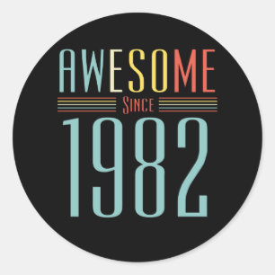 1982 Vintage Birthday Classic Round Sticker